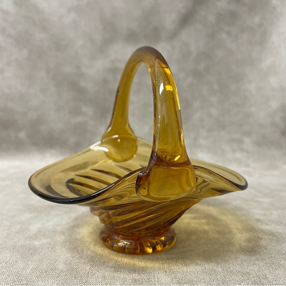 Vintage 1920s Amber-Colored Glass Bridal Basket